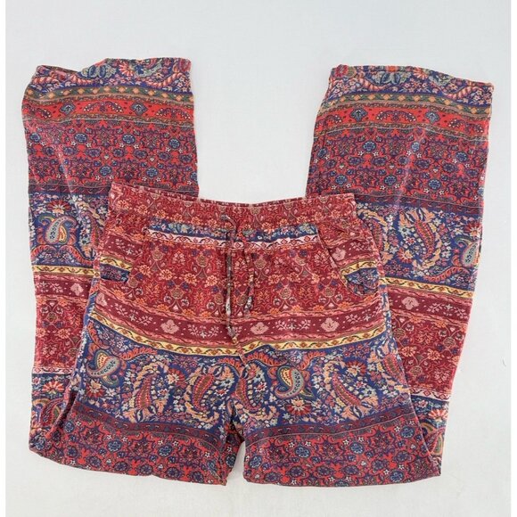 American Eagle AE Mixed Print Pull On Pants XS‎ Boho Festival Hippie Peasant - Picture 3 of 12